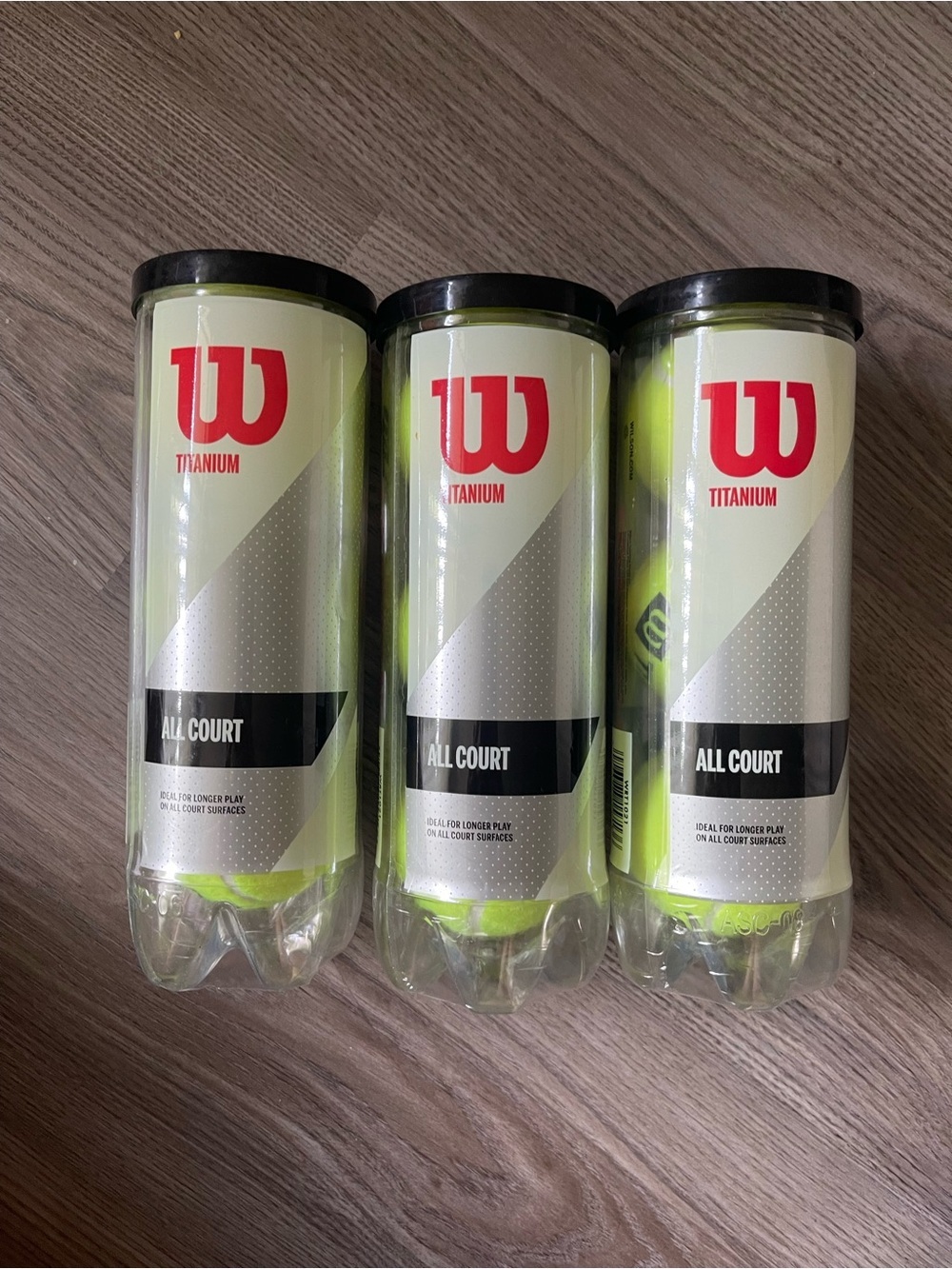 Wilson Titanium Tennis Balls All Court (3) Cans Total 9 Balls Brand New Sporty